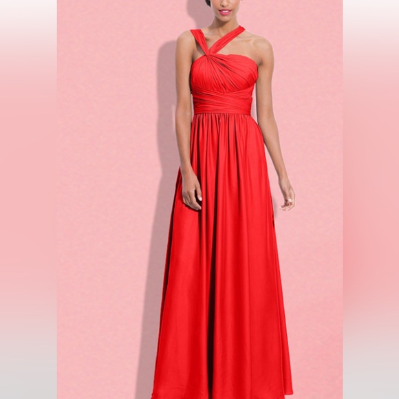 Monique Lhuillier BRIDESMAIDS One Shoulder Scarlet Gown Size 6